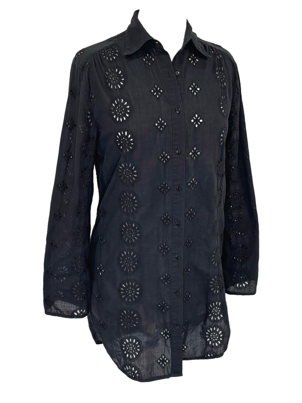 Rachel Zoe black eyelet tunic shirt